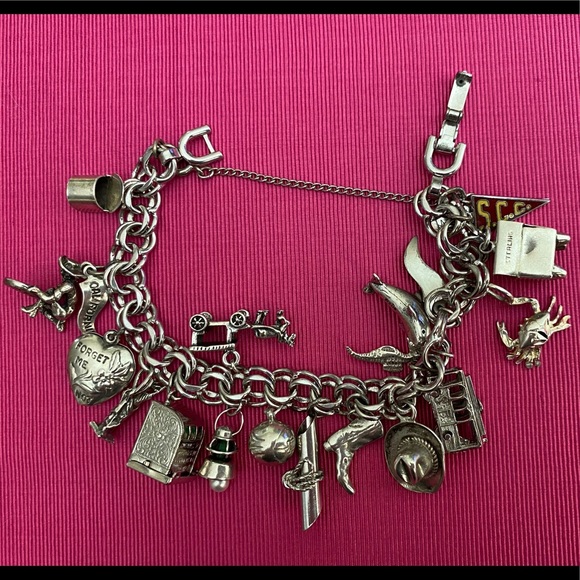 Monet silver sterling charm bracelet